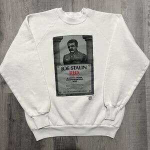 VTG Joe Stalin Red Great Grapes Wine Sweatshirt 90s White Crewneck Pull Over L